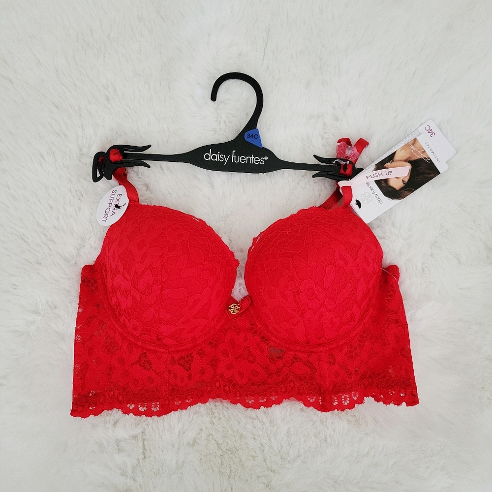 🌹DAISY FUENTES LONGLINE PUSH UP LACE BRA SIZE 34C